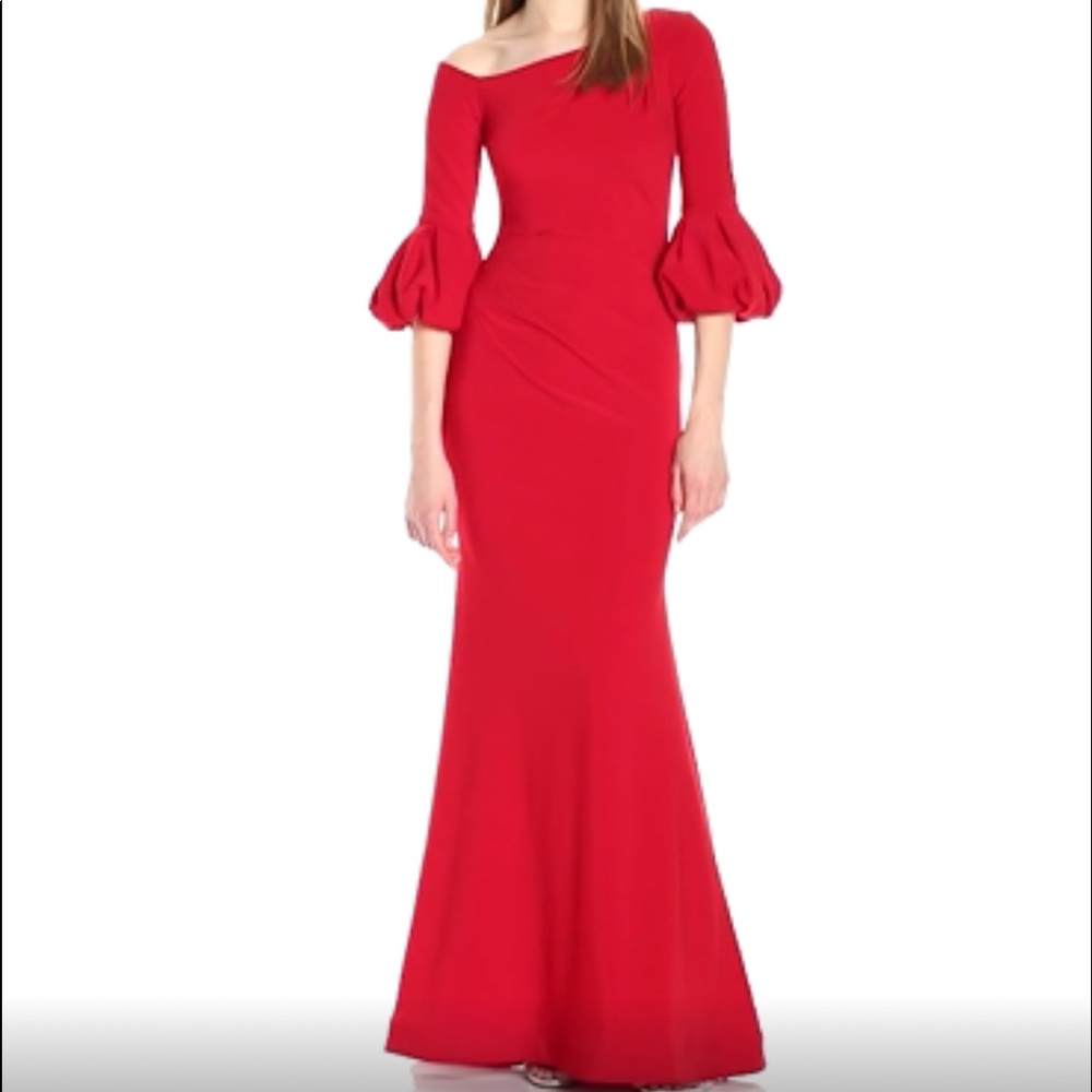 Betsy Adam Red Beautiful Bell Sleeve Gown Maxi Dress Size 2